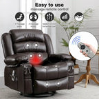 Fauteuil inclinable, pivotant et berçant individuel noir/marron avec massage et chaleur