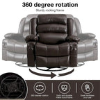 Fauteuil inclinable, pivotant et berçant individuel noir/marron avec massage et chaleur