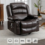 Fauteuil inclinable, pivotant et berçant individuel noir/marron avec massage et chaleur
