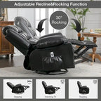 Fauteuil inclinable, pivotant et berçant individuel noir/marron avec massage et chaleur