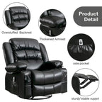 Fauteuil inclinable, pivotant et berçant individuel noir/marron avec massage et chaleur