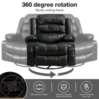 Fauteuil inclinable, pivotant et berçant individuel noir/marron avec massage et chaleur