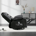 Fauteuil inclinable, pivotant et berçant individuel noir/marron avec massage et chaleur