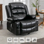 Fauteuil inclinable, pivotant et berçant individuel noir/marron avec massage et chaleur