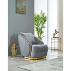 Ensemble de salon 3 pièces à accoudoirs carrés – Crème / Gris clair / Marron / Beige / Gris foncé