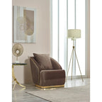 Ensemble de salon 3 pièces à accoudoirs carrés – Crème / Gris clair / Marron / Beige / Gris foncé
