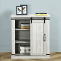 Meuble d'appoint avec porte coulissante de 32 po, blanc cassé/blanc cassé/bois vieilli/gris, simple