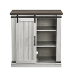 Meuble d'appoint avec porte coulissante de 32 po, blanc cassé/blanc cassé/bois vieilli/gris, simple
