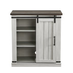 Meuble d'appoint avec porte coulissante de 32 po, blanc cassé/blanc cassé/bois vieilli/gris, simple