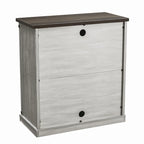 Meuble d'appoint avec porte coulissante de 32 po, blanc cassé/blanc cassé/bois vieilli/gris, simple