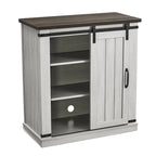 Meuble d'appoint avec porte coulissante de 32 po, blanc cassé/blanc cassé/bois vieilli/gris, simple