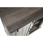 Meuble d'appoint avec porte coulissante de 32 po, blanc cassé/blanc cassé/bois vieilli/gris, simple