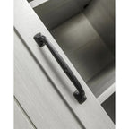 Meuble d'appoint avec porte coulissante de 32 po, blanc cassé/blanc cassé/bois vieilli/gris, simple