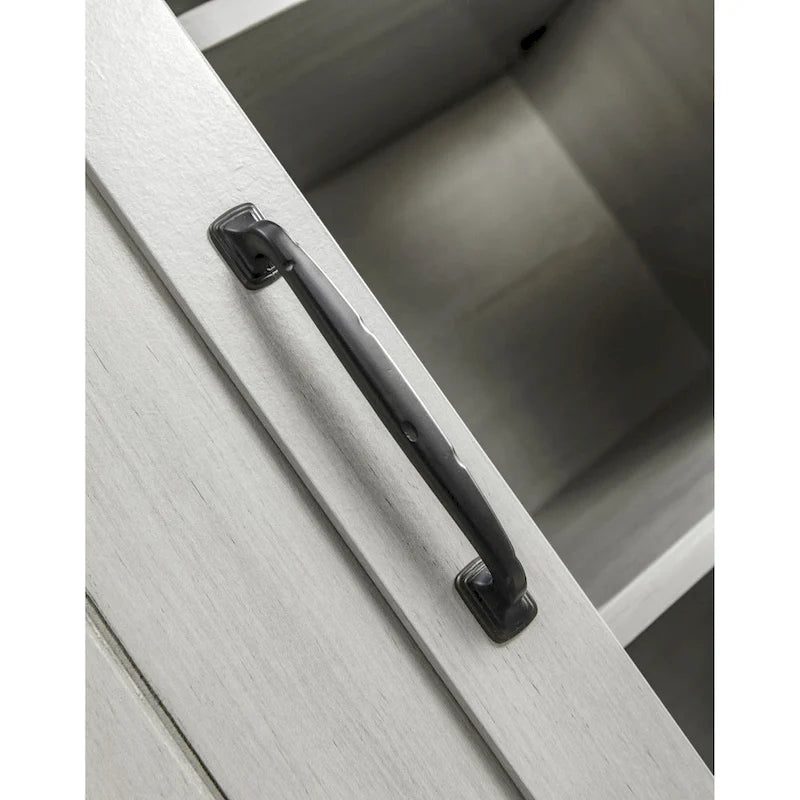 Meuble d'appoint avec porte coulissante de 32 po, blanc cassé/blanc cassé/bois vieilli/gris, simple