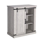 Meuble d'appoint avec porte coulissante de 32 po, blanc cassé/blanc cassé/bois vieilli/gris, simple