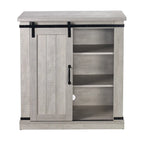 Meuble d'appoint avec porte coulissante de 32 po, blanc cassé/blanc cassé/bois vieilli/gris, simple