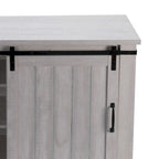 Meuble d'appoint avec porte coulissante de 32 po, blanc cassé/blanc cassé/bois vieilli/gris, simple