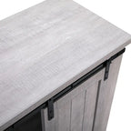 Meuble d'appoint avec porte coulissante de 32 po, blanc cassé/blanc cassé/bois vieilli/gris, simple