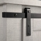 Meuble d'appoint avec porte coulissante de 32 po, blanc cassé/blanc cassé/bois vieilli/gris, simple