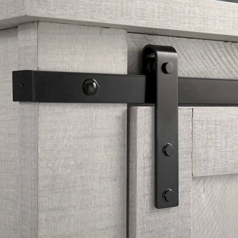 Meuble d'appoint avec porte coulissante de 32 po, blanc cassé/blanc cassé/bois vieilli/gris, simple