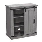 Meuble d'appoint avec porte coulissante de 32 po, blanc cassé/blanc cassé/bois vieilli/gris, simple