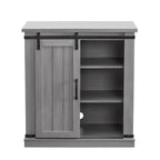 Meuble d'appoint avec porte coulissante de 32 po, blanc cassé/blanc cassé/bois vieilli/gris, simple