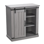 Meuble d'appoint avec porte coulissante de 32 po, blanc cassé/blanc cassé/bois vieilli/gris, simple