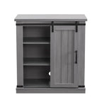 Meuble d'appoint avec porte coulissante de 32 po, blanc cassé/blanc cassé/bois vieilli/gris, simple