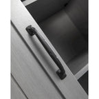 Meuble d'appoint avec porte coulissante de 32 po, blanc cassé/blanc cassé/bois vieilli/gris, simple