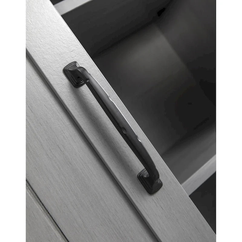 Meuble d'appoint avec porte coulissante de 32 po, blanc cassé/blanc cassé/bois vieilli/gris, simple
