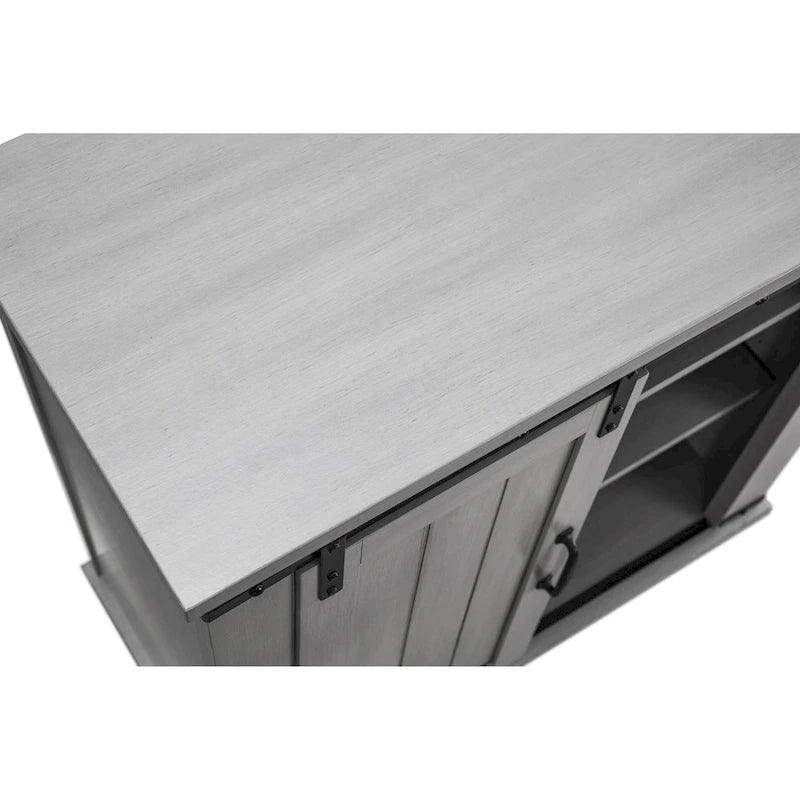 Meuble d'appoint avec porte coulissante de 32 po, blanc cassé/blanc cassé/bois vieilli/gris, simple