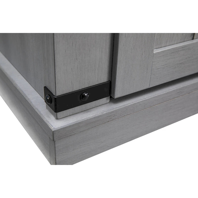 Meuble d'appoint avec porte coulissante de 32 po, blanc cassé/blanc cassé/bois vieilli/gris, simple