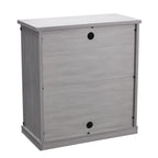 Meuble d'appoint avec porte coulissante de 32 po, blanc cassé/blanc cassé/bois vieilli/gris, simple