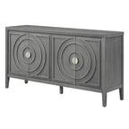 Buffet rétro 4 portes, noir/gris/bleu antique/blanc, assemblage à 2 personnes