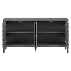 Buffet rétro 4 portes, noir/gris/bleu antique/blanc, assemblage à 2 personnes