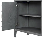 Buffet rétro 4 portes, noir/gris/bleu antique/blanc, assemblage à 2 personnes