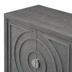 Buffet rétro 4 portes, noir/gris/bleu antique/blanc, assemblage à 2 personnes