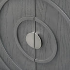 Buffet rétro 4 portes, noir/gris/bleu antique/blanc, assemblage à 2 personnes