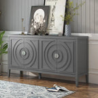 Buffet rétro 4 portes, noir/gris/bleu antique/blanc, assemblage à 2 personnes