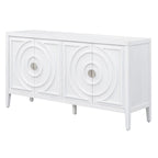 Buffet rétro 4 portes, noir/gris/bleu antique/blanc, assemblage à 2 personnes