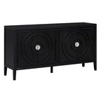 Buffet rétro 4 portes, noir/gris/bleu antique/blanc, assemblage à 2 personnes