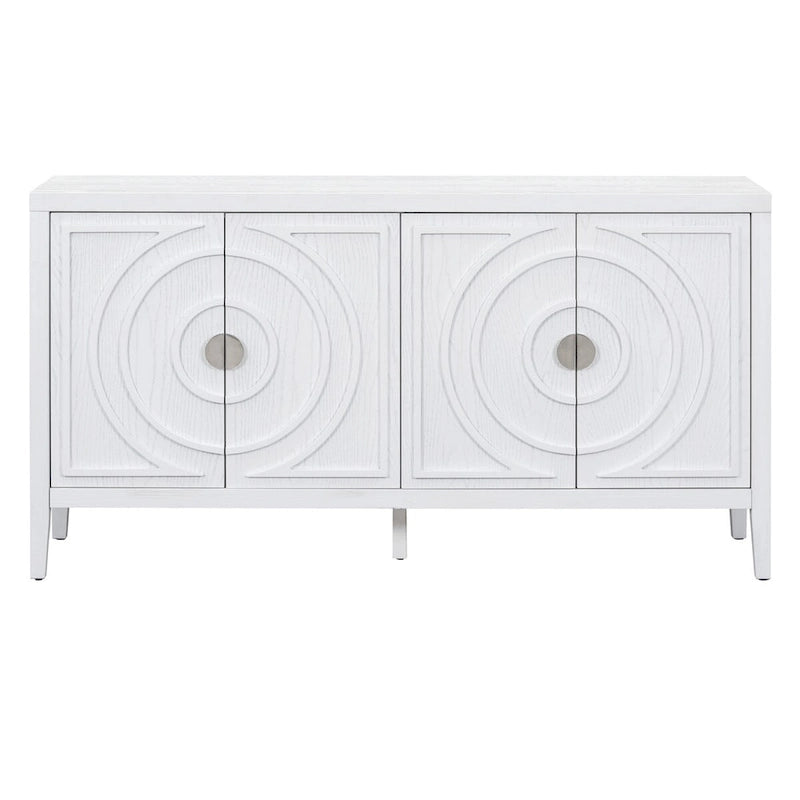Buffet rétro 4 portes, noir/gris/bleu antique/blanc, assemblage à 2 personnes