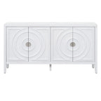 Buffet rétro 4 portes, noir/gris/bleu antique/blanc, assemblage à 2 personnes