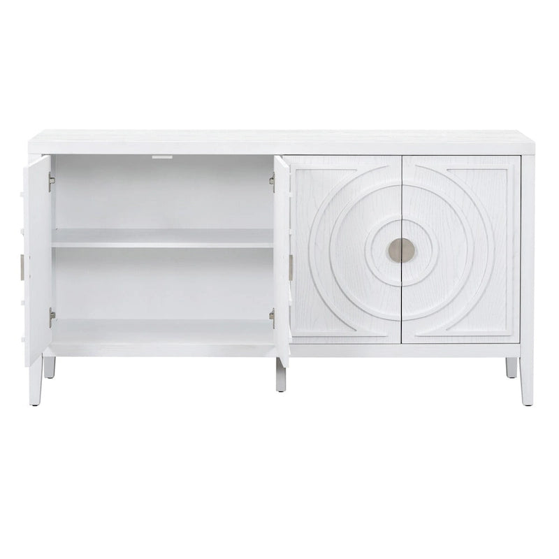 Buffet rétro 4 portes, noir/gris/bleu antique/blanc, assemblage à 2 personnes