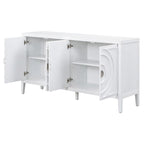 Buffet rétro 4 portes, noir/gris/bleu antique/blanc, assemblage à 2 personnes