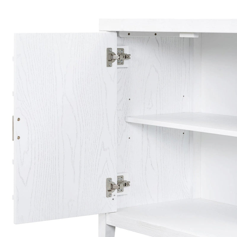Buffet rétro 4 portes, noir/gris/bleu antique/blanc, assemblage à 2 personnes