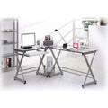 Bureau d'angle en L en verre transparent pour 1 personne