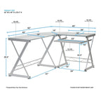 Bureau d'angle en L en verre transparent pour 1 personne