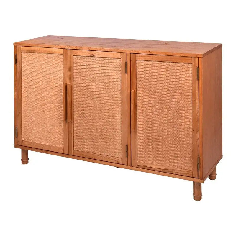 Armoire de rangement 3 portes, finition bois marron