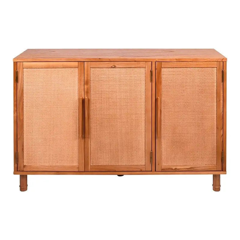 Armoire de rangement 3 portes, finition bois marron